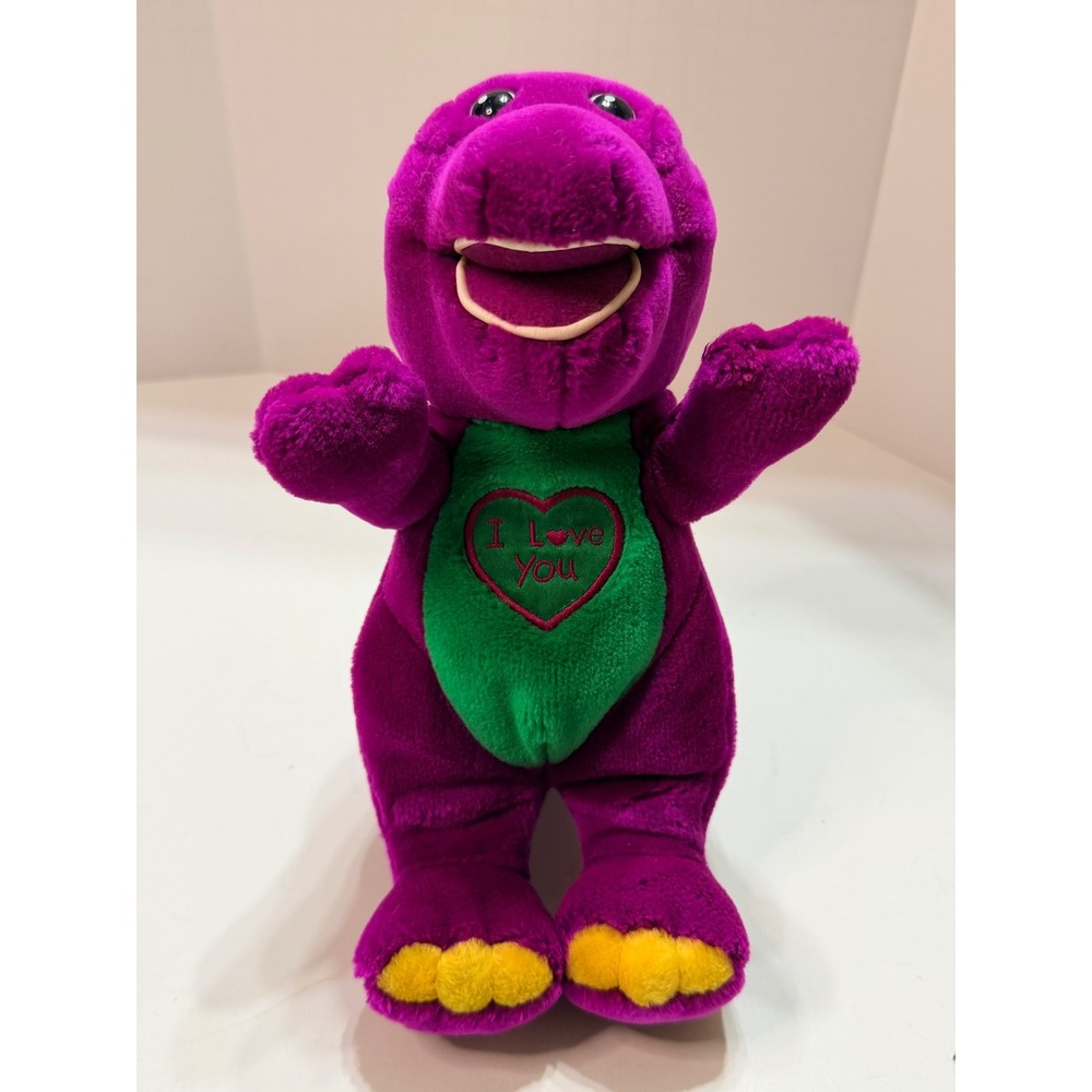 Vintage Barney Dinosaur Plush I Love You Heart Stuffed Animal Golden Bear 90s